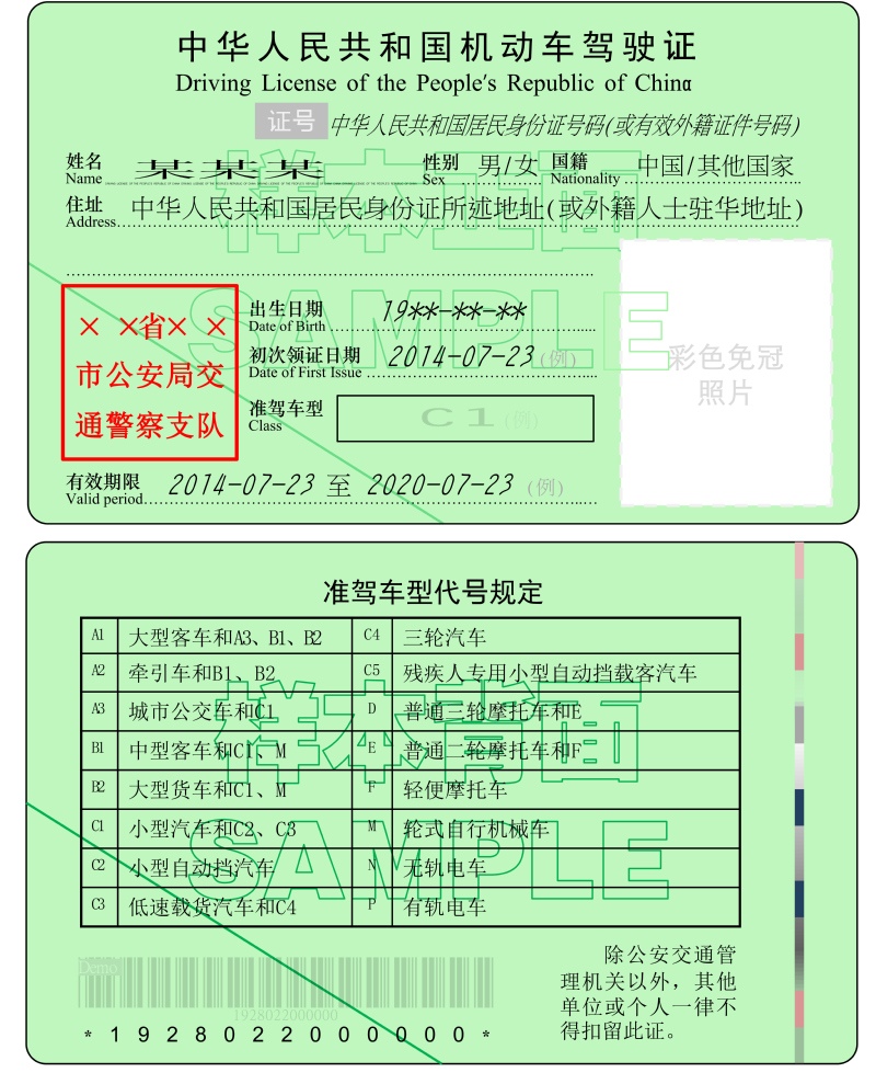 China's driving license