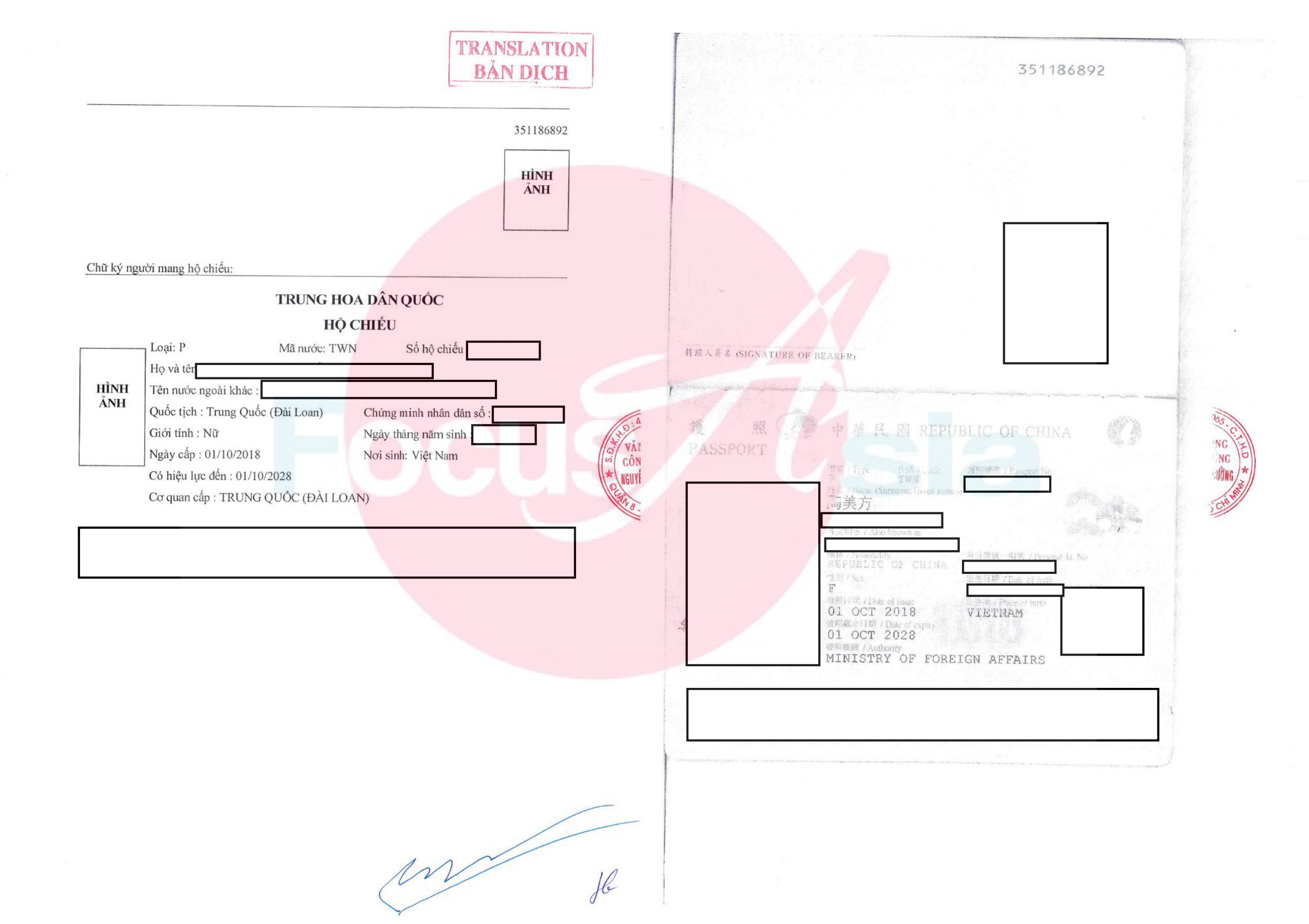 Taiwan Passport Translation and Notarization Services