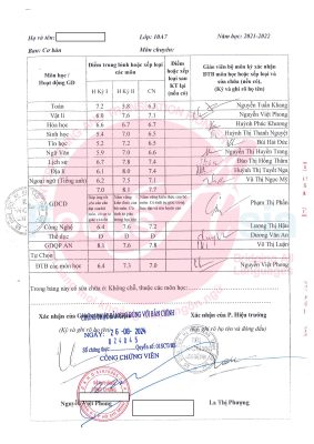 Notarized True Copy of Academic Transcript