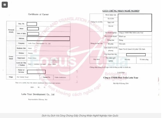 Korean Career Certification Translation and Legalization Services