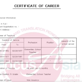 Korean Career Certification Translation and Legalization Services