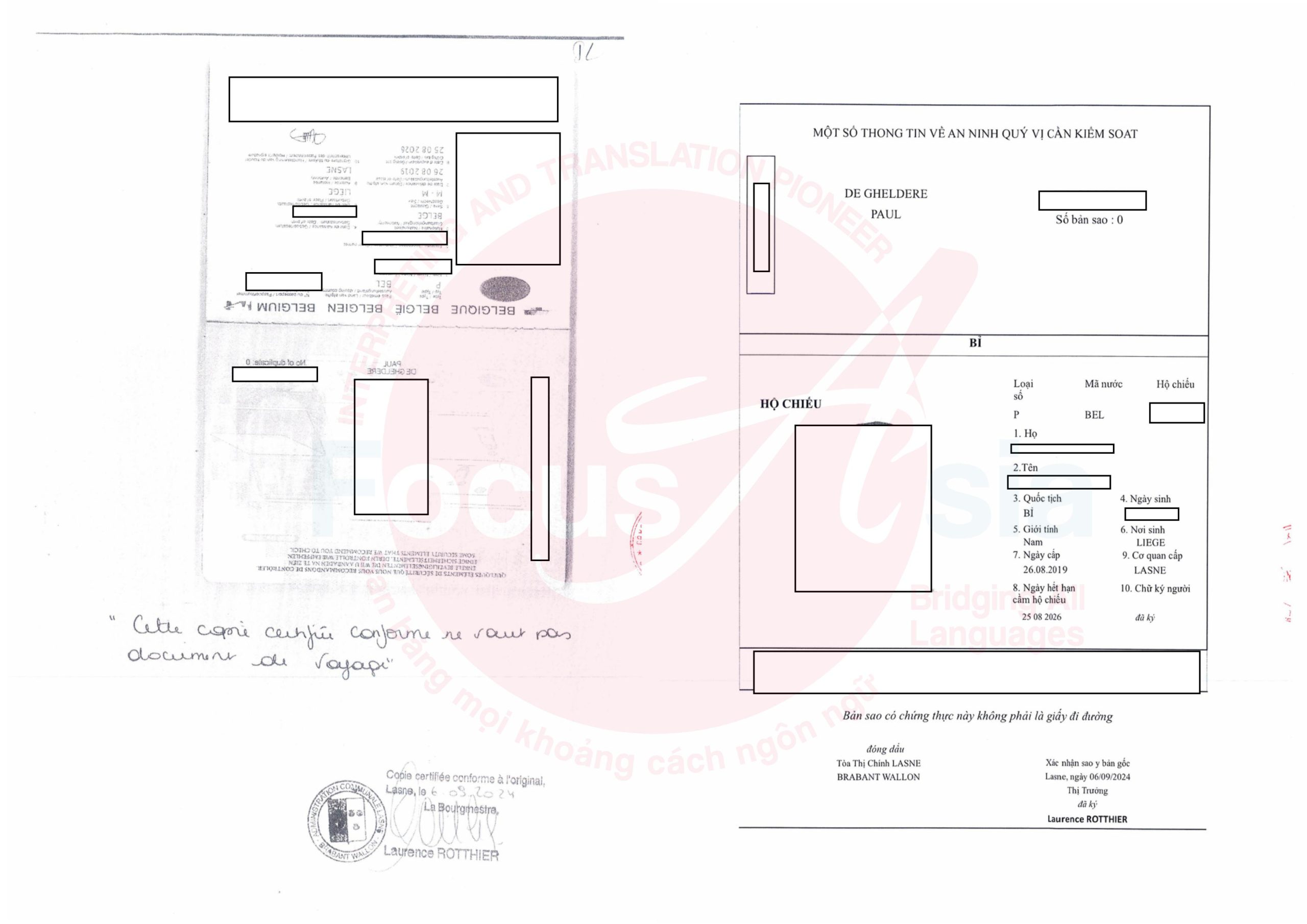 Translation and Notarization Service of Belgium Passport