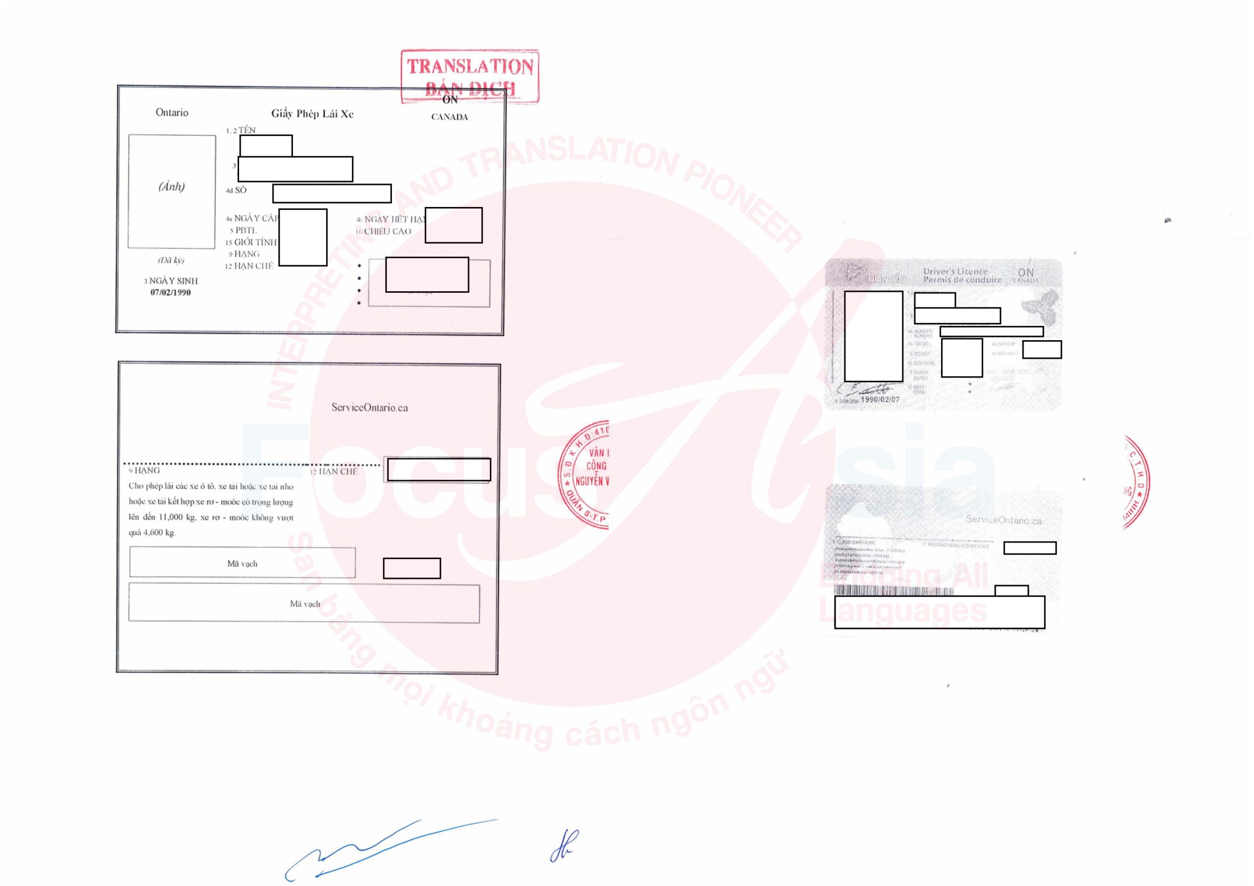 Translation and Notarization Service of Canada's Driving License