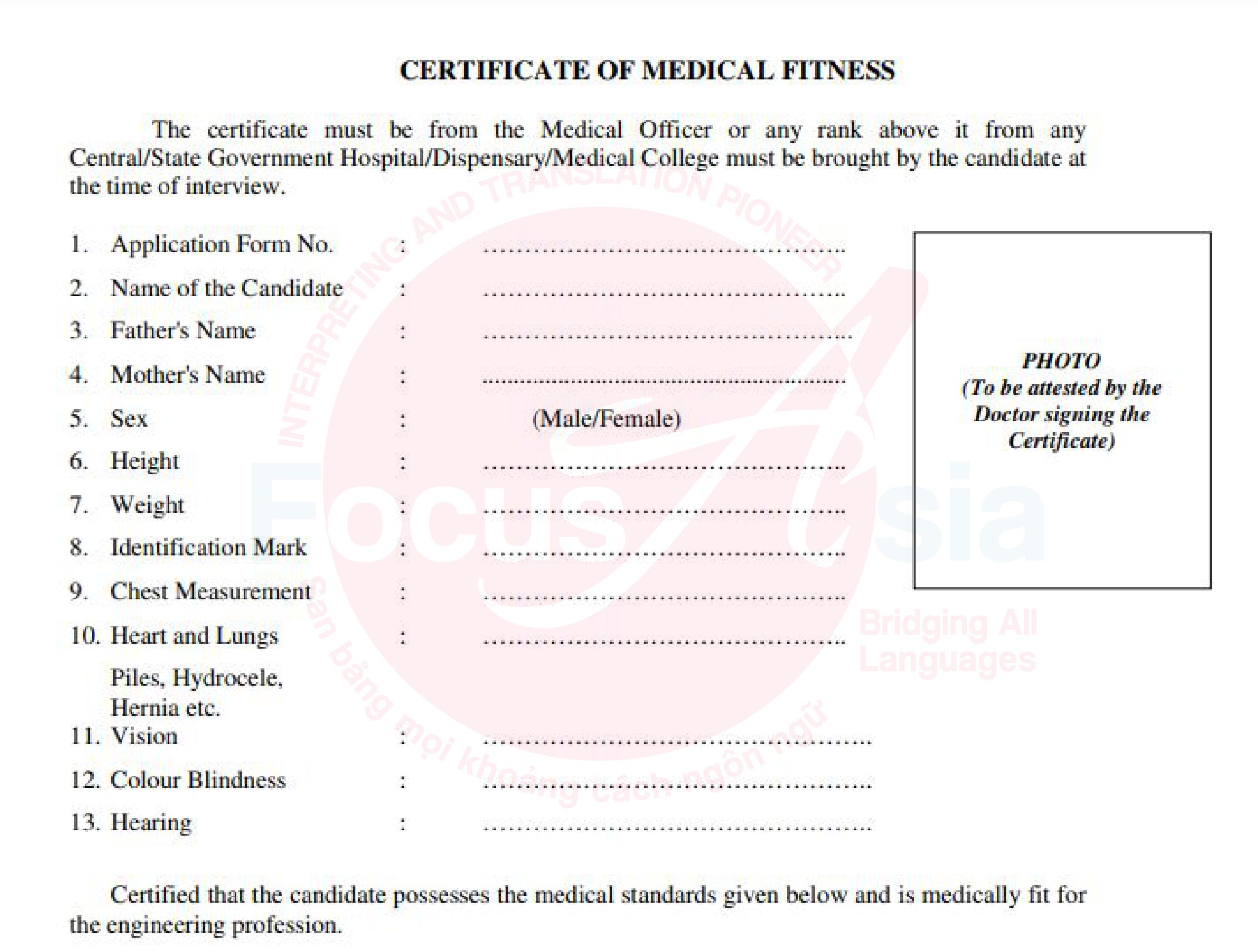 Medical Health Certificates