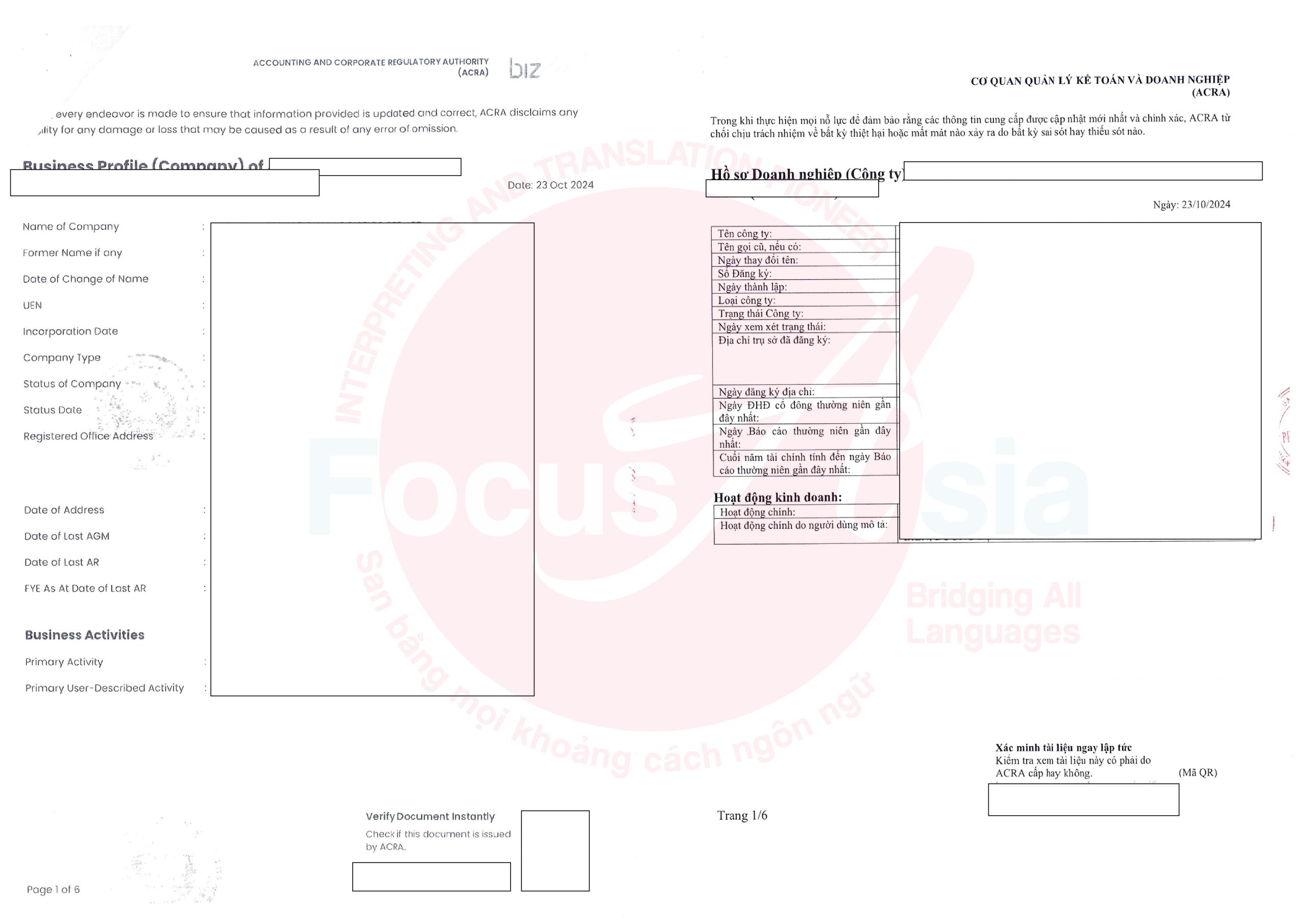 Translation and Notarization Services for Business Documents