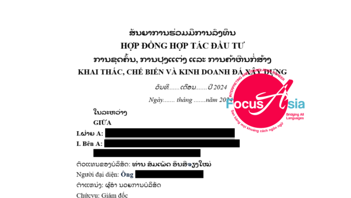 Bảng giá dịch tài liệu, hợp đồng kinh doanh sang tiếng Lào