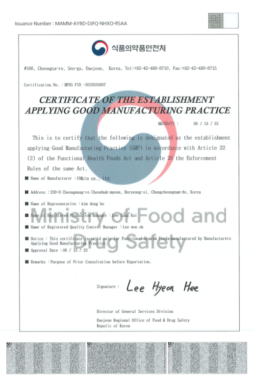 GMP certificate - Giấy chứng nhận thực hành sản xuất