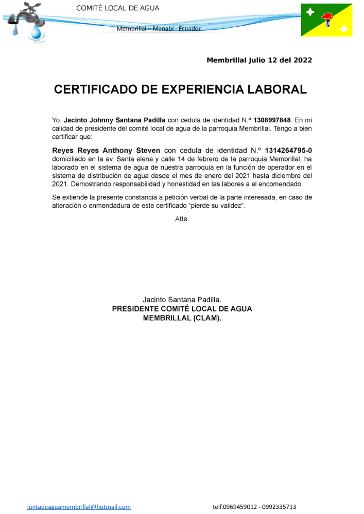 Dịch và công chứng giấy chứng nhận kinh nghiệm làm việc do Tây Ban Nha cấp 
