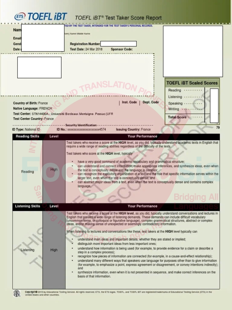 Chứng chỉ TOEFL 