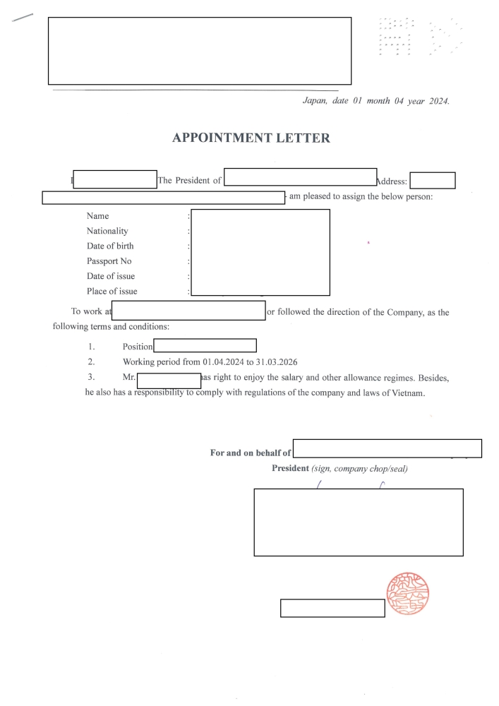 Dịch và  công chứng thư bổ nhiệm Nhật Bản cấp