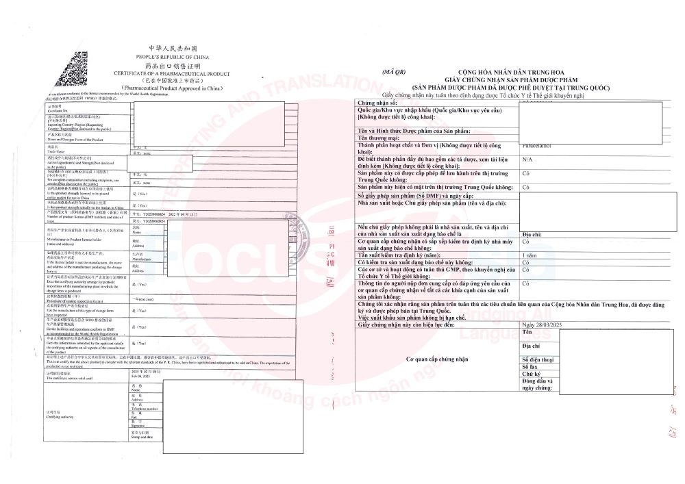 Dịch Vụ Dịch Và Công Chứng Giấy Chứng Nhận Sản Phẩm Dược Phẩm