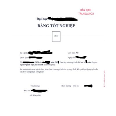 Bản Dịch Bằng Tốt Nghiệp Nước Ngoài Sang Tiếng Việt